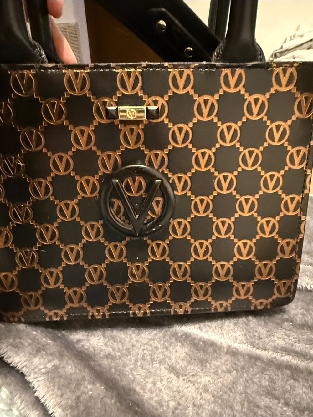 Valentino Black & Brown Logo Tote